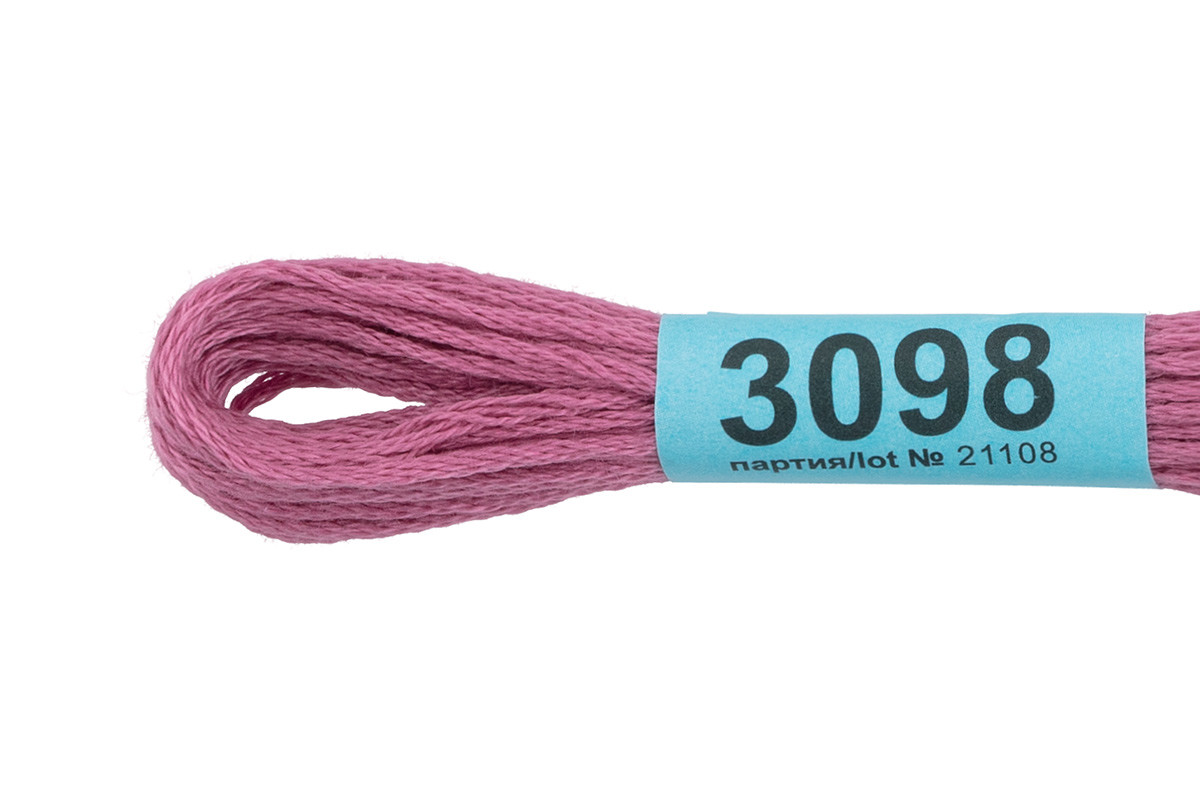 Нитки для вышивания " Gamma" мулине ( 3071- 3172 ) 100% хлопок 8 м №3098 сиренево- розовый