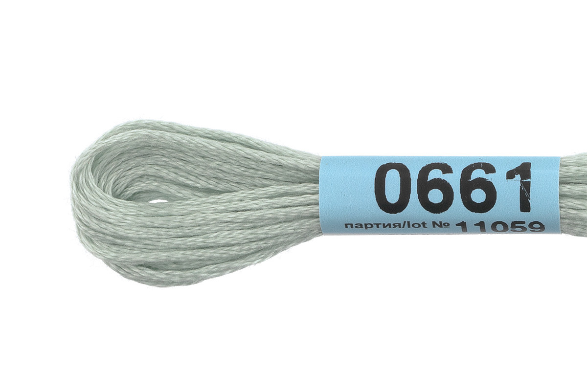 Нитки для вышивания " Gamma" мулине ( 0207- 0819 ) 100% хлопок 8 м №0661 бледно- серый
