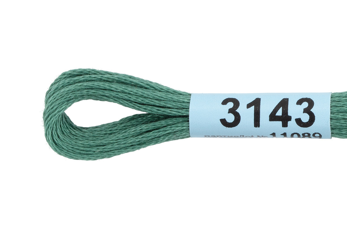 Нитки для вышивания " Gamma" мулине ( 3071- 3172 ) 100% хлопок 8 м №3143 серо- зеленый