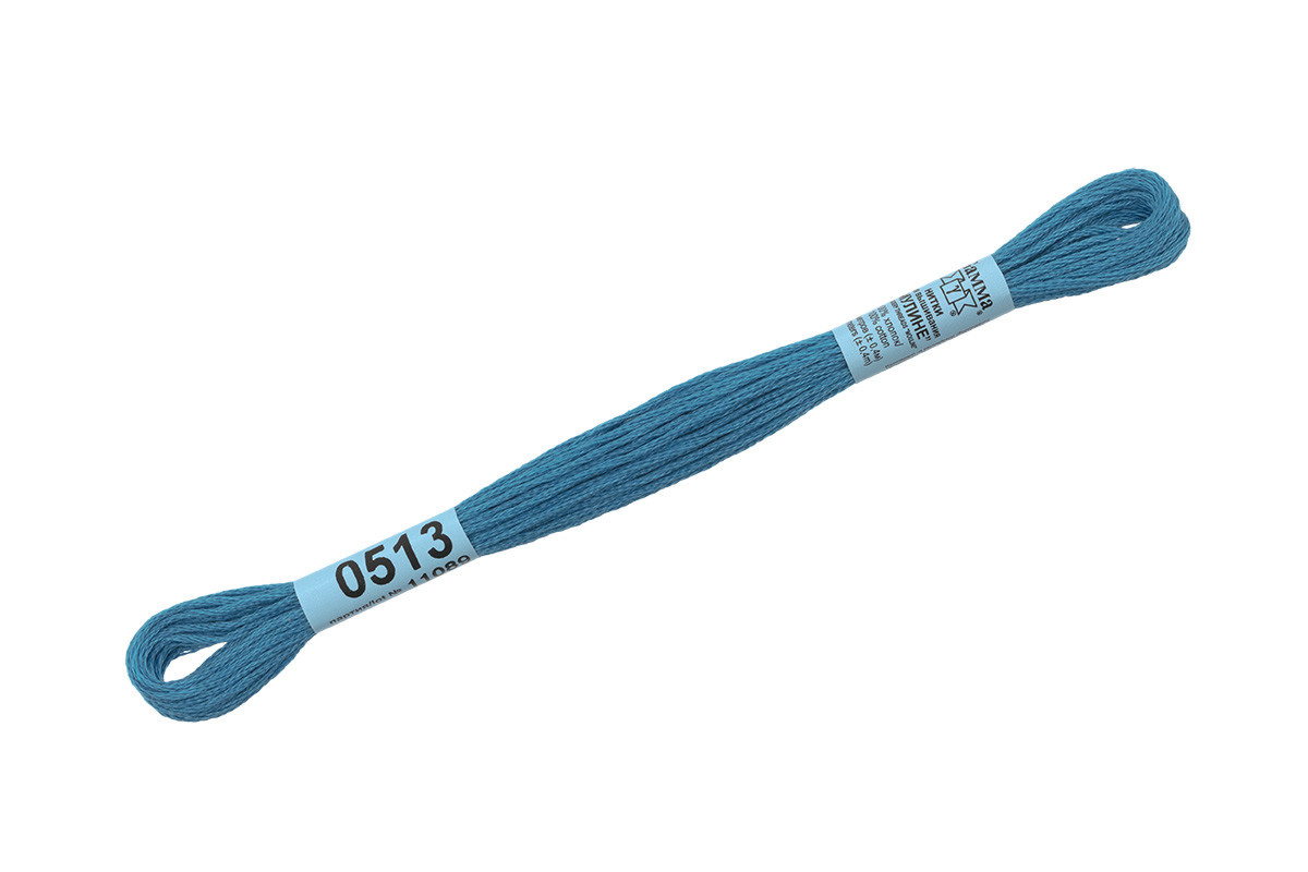 Нитки для вышивания " Gamma" мулине ( 0207- 0819 ) 100% хлопок 8 м №0513 синий