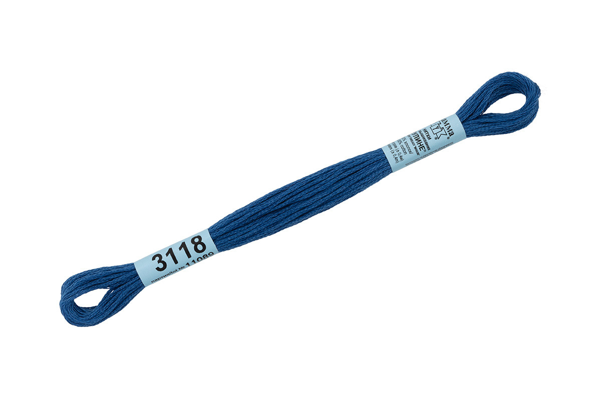 Нитки для вышивания " Gamma" мулине ( 3071- 3172 ) 100% хлопок 8 м №3118 синий