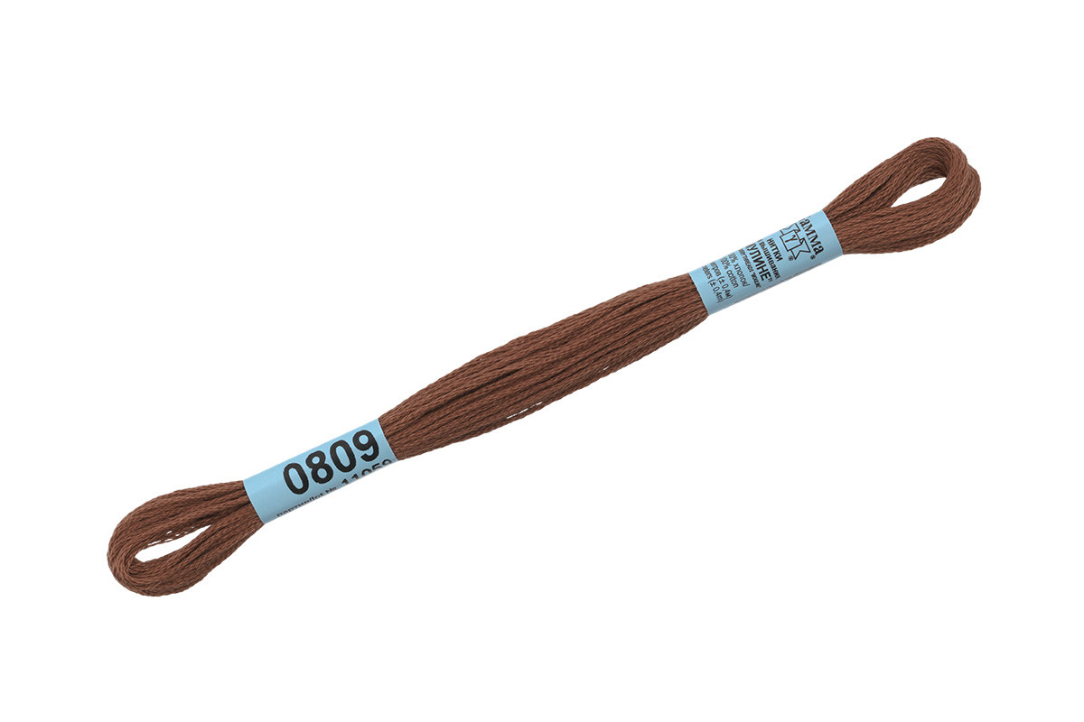 Нитки для вышивания " Gamma" мулине ( 0207- 0819 ) 100% хлопок 8 м №0809 коричневый