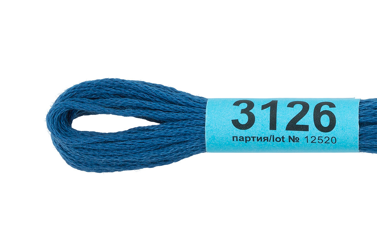 Нитки для вышивания " Gamma" мулине ( 3071- 3172 ) 100% хлопок 8 м №3126 синий