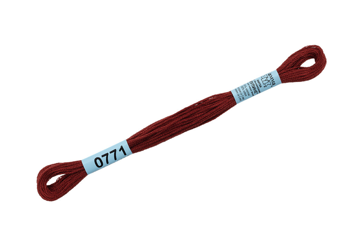 Нитки для вышивания " Gamma" мулине ( 0207- 0819 ) 100% хлопок 8 м №0771 красно- коричневый