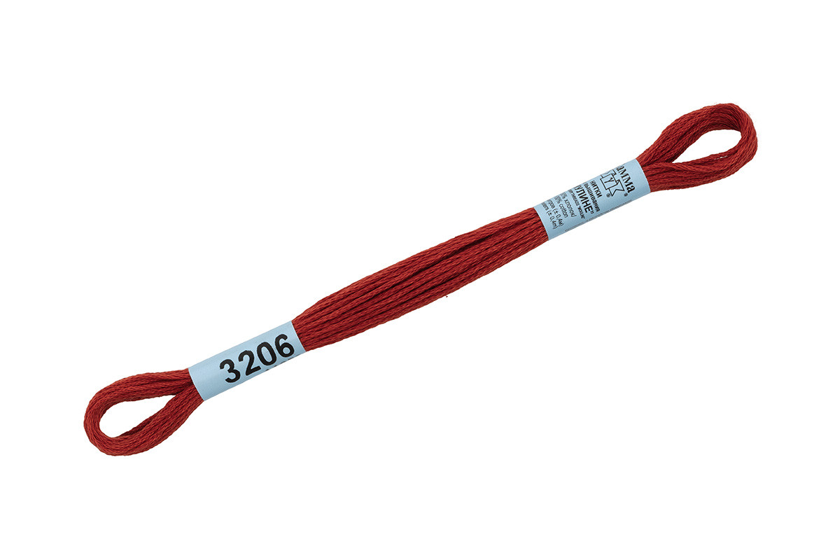Нитки для вышивания " Gamma" мулине ( 3173- 6115 ) 100% хлопок 8 м №3206 красно- коричневый