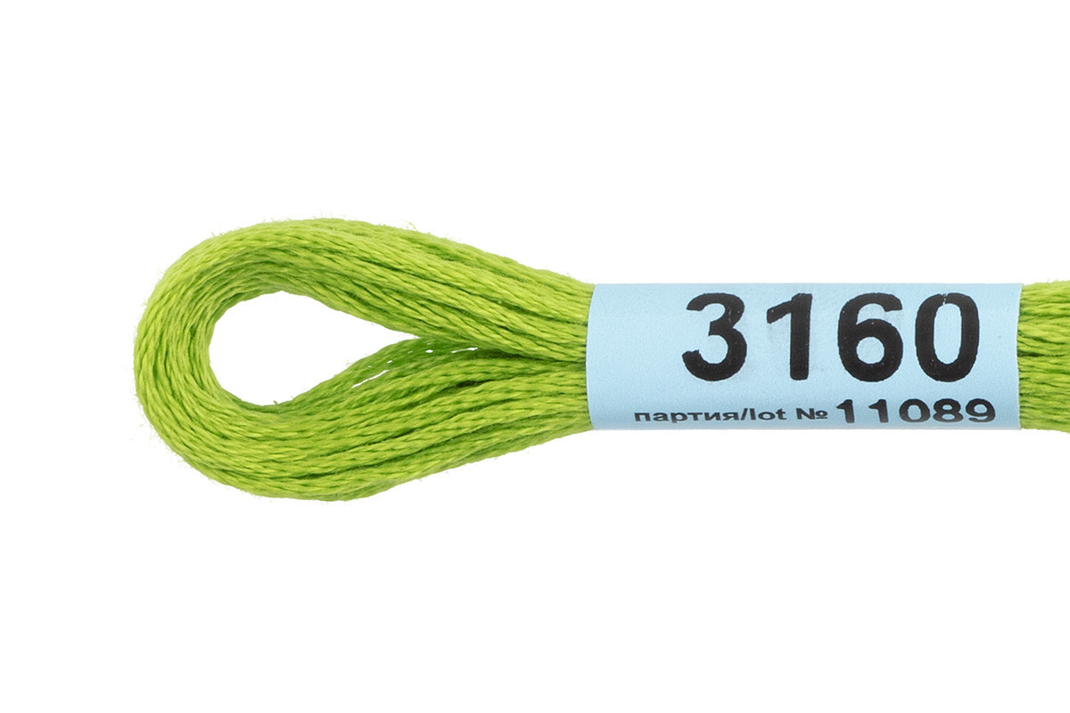 Нитки для вышивания " Gamma" мулине ( 3071- 3172 ) 100% хлопок 8 м №3160 яр. зеленый