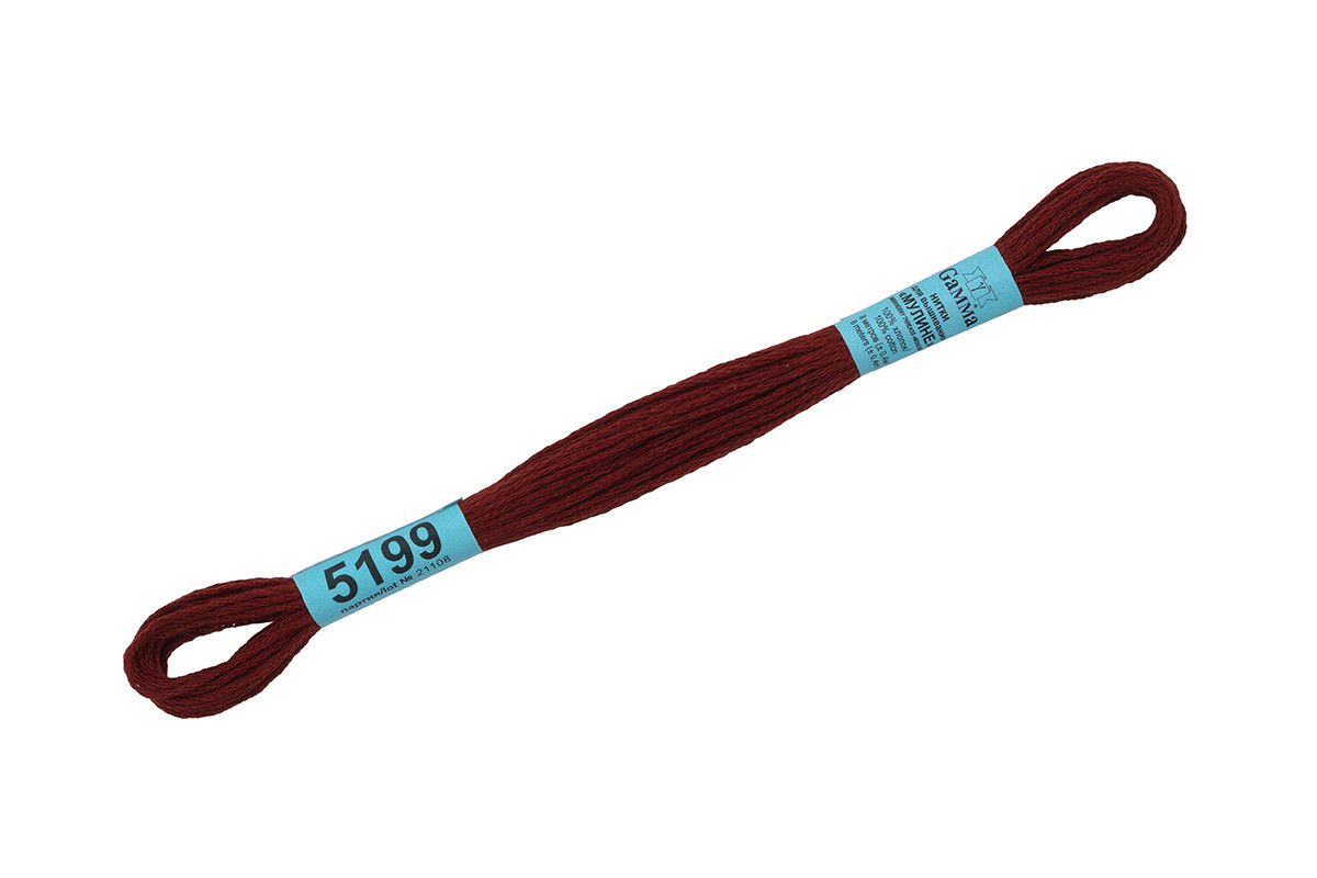 Нитки для вышивания " Gamma" мулине ( 3173- 6115 ) 100% хлопок 8 м №5199 т. коричнево- красный