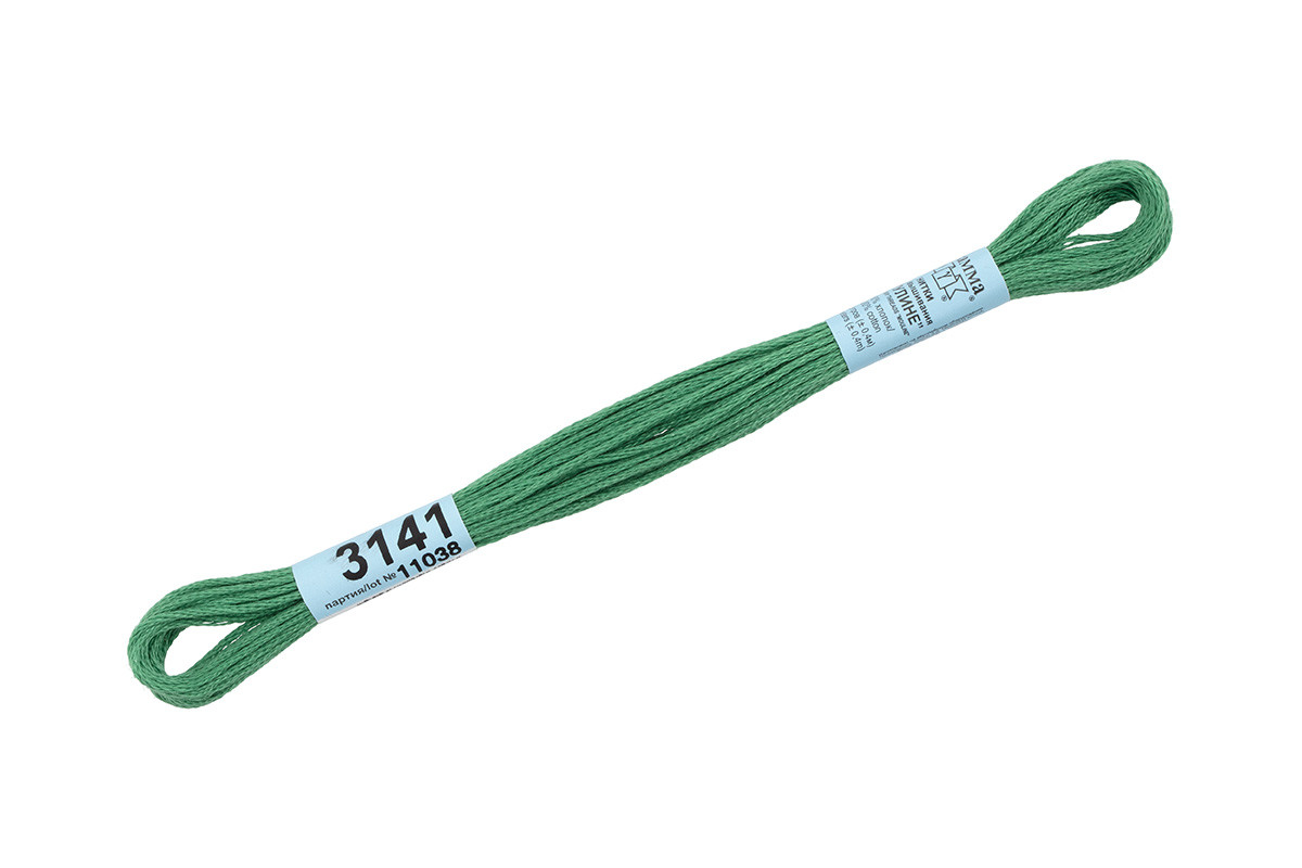 Нитки для вышивания " Gamma" мулине ( 3071- 3172 ) 100% хлопок 8 м №3141 зеленый