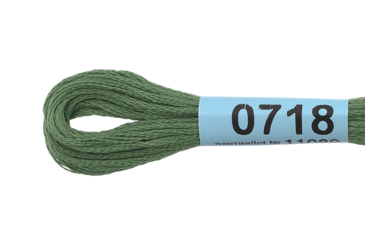 Нитки для вышивания " Gamma" мулине ( 0207- 0819 ) 100% хлопок 8 м №0718 зелёный