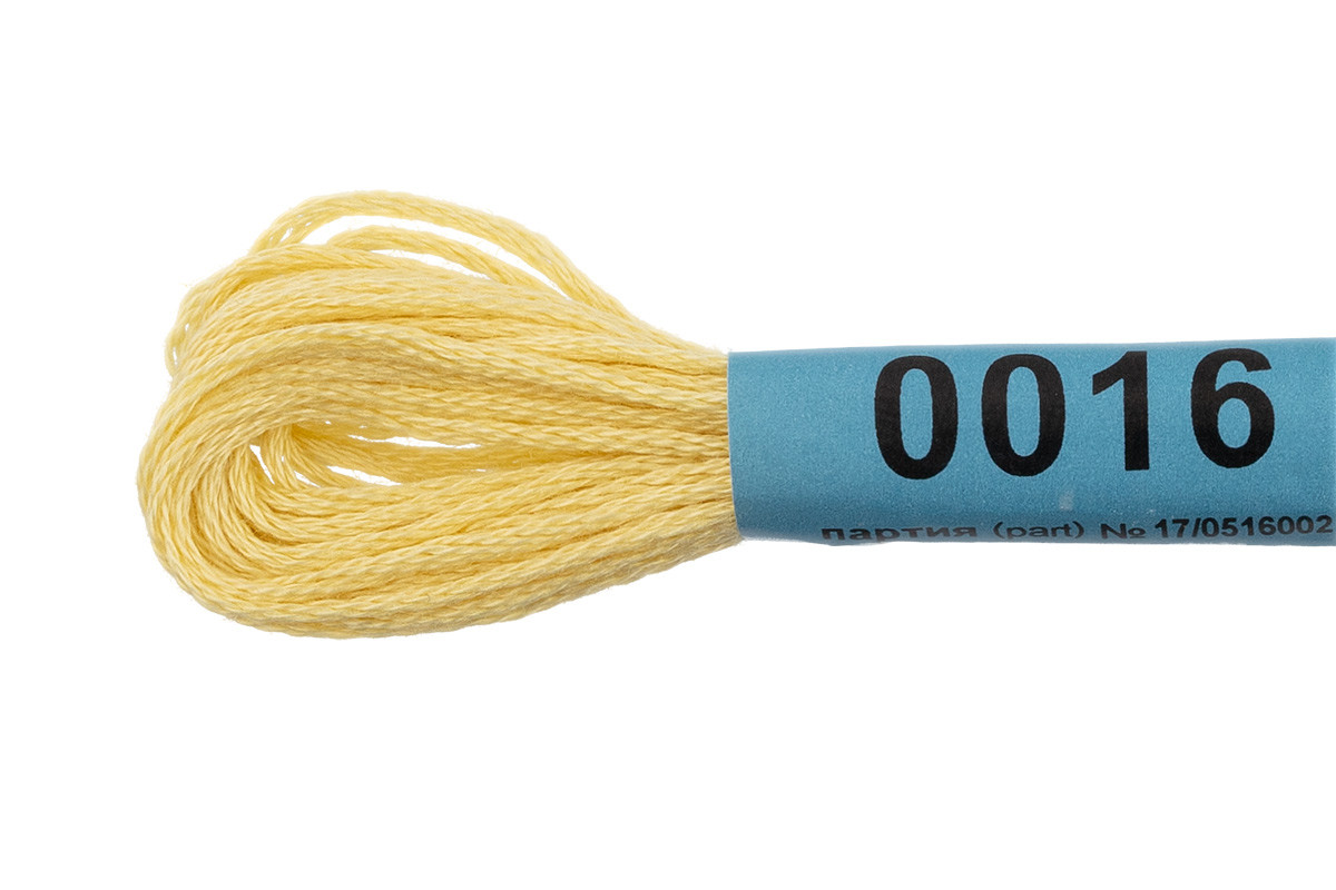 Нитки для вышивания " Gamma" мулине ( 0001- 0206 ) 100% хлопок 8 м №0016 св. желтый