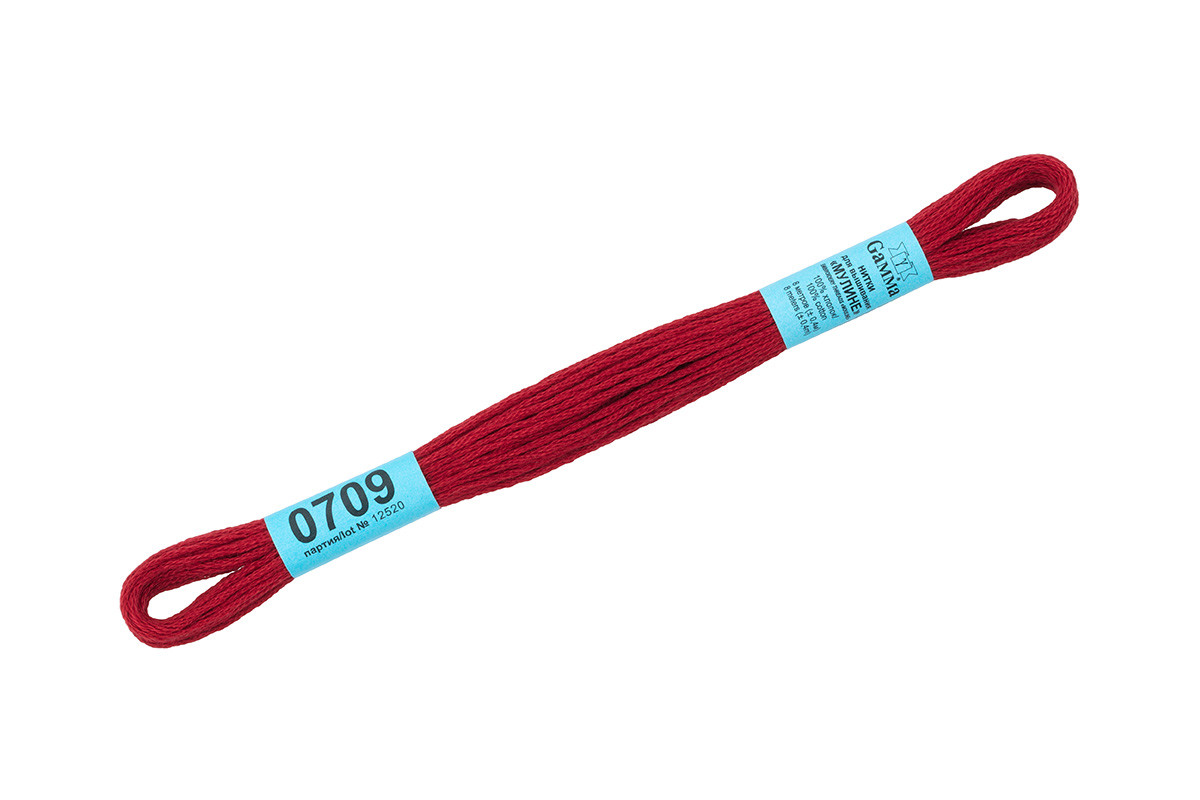 Нитки для вышивания " Gamma" мулине ( 0207- 0819 ) 100% хлопок 8 м №0709 т. красный