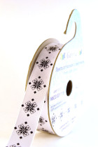 Лента атласная 12 мм с рисунком фасовка 3 м O3 001/116 белый/т.синий