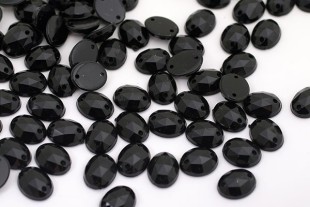 Стразы пришивные пластик арт.D 8*10 овал цв.37 мат.черный фас.100шт.