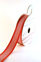 Лента атласная 12 мм с рисунком фасовка 3 м P 112/001 т.красный/белый