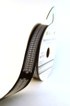 Лента атласная 12 мм с рисунком фасовка 3 м P 113/001 черный/белый