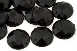 Стразы пришивные пластик арт.E20 круг цв.37 черный фас.50шт.