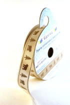 Лента атласная 12 мм с рисунком фасовка 3 м P 11 093/099 бежевый/коричневый