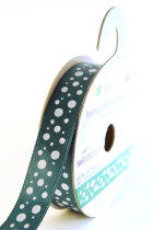 Лента атласная 12 мм с рисунком фасовка 3 м R 092/001 т.зеленый/белый