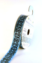 Лента атласная 12 мм с рисунком фасовка 3 м O30/073 черный/голубой