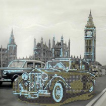 Схема для вышивки бисером «Ретромобиль монохром»