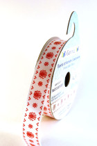Лента атласная 12 мм с рисунком фасовка 3 м O13 001/065 белый/красный