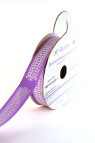 Лента атласная 12 мм с рисунком фасовка 3 м P 034/001 т.сиреневый/белый