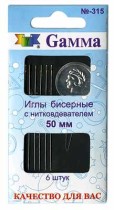 Иглы бисерные №50 сталь N-315 d 0.4 мм 6 шт с нитковдевателем