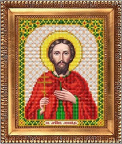 Рисунок на ткани для вышивки бисером И-5182 Святой Леонид 13,5х17см