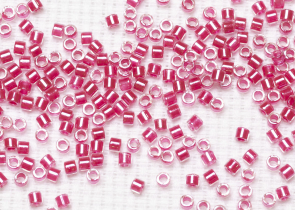 Бисер Япония MIYUKI Delica цилиндр 10/0 5 г DBM-0914 сверкающий темно-розовый кристалл с цветной линией