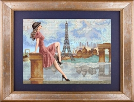 Рисунок на ткани для вышивки бисером  К-3048 Прогулка по Парижу