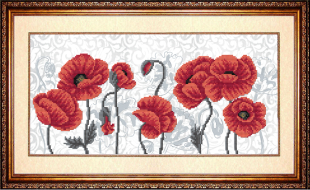 Рисунок на ткани для вышивки бисером  К-3060 Маки Триптих 1