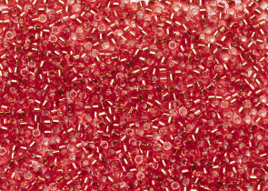 Бисер Япония MIYUKI Delica цилиндрический 11/0 5г DB-0043 красный серебряная линия внутри