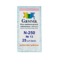 Иглы для шитья ручные " Gamma" N- 250гобеленовые №13 25 шт. в конверте острие закругл.