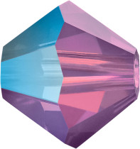 Бусина Чехия Preciosa биконусы 451- 69- 302 Crystal AB цветн. 5. 7 х 6 мм розовый мат./ перламутр ( rose opal AB 71350)  12 штук