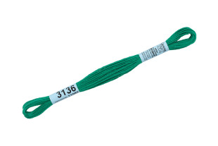 Нитки для вышивания " Gamma" мулине ( 3071- 3172 ) 100% хлопок 8 м №3136 яр. зеленый