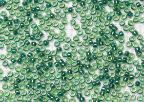 Бисер Япония MIYUKI Seed Beads 15/0 5г 0332 тёмно-зелёный радужный синяя линия внутри