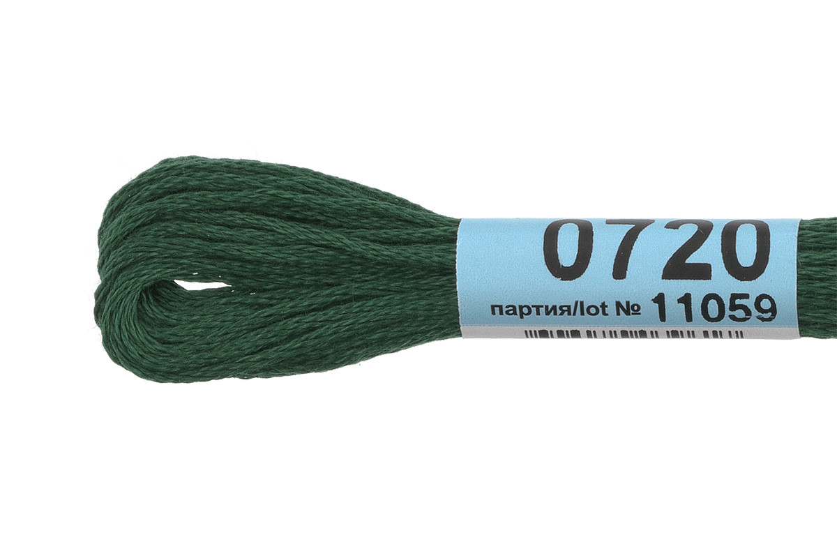 Нитки для вышивания " Gamma" мулине ( 0207- 0819 ) 100% хлопок 8 м №0720 т. зеленый