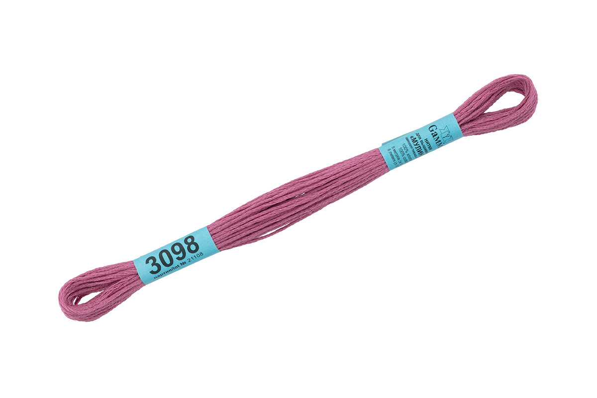 Нитки для вышивания " Gamma" мулине ( 3071- 3172 ) 100% хлопок 8 м №3098 сиренево- розовый