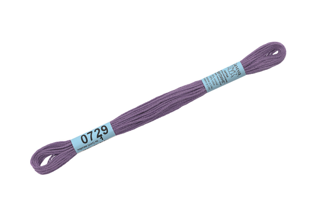 Нитки для вышивания " Gamma" мулине ( 0207- 0819 ) 100% хлопок 8 м №0729 фиолетовый