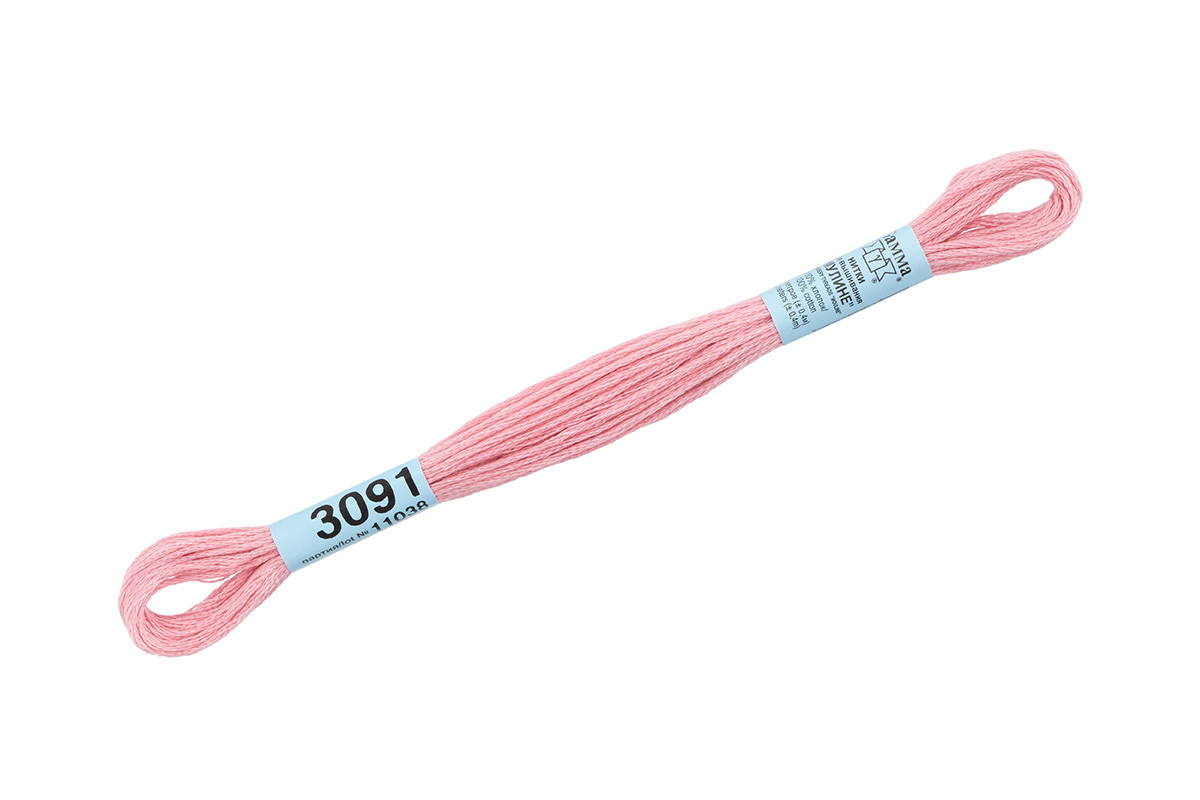 Нитки для вышивания " Gamma" мулине ( 3071- 3172 ) 100% хлопок 8 м №3091 бл. розовый