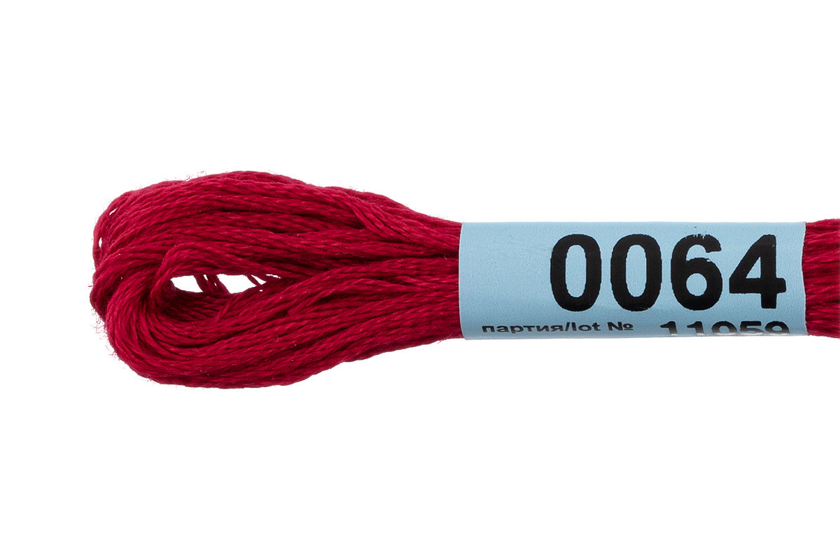 Нитки для вышивания " Gamma" мулине ( 0001- 0206 ) 100% хлопок 8 м №0064 т. красный