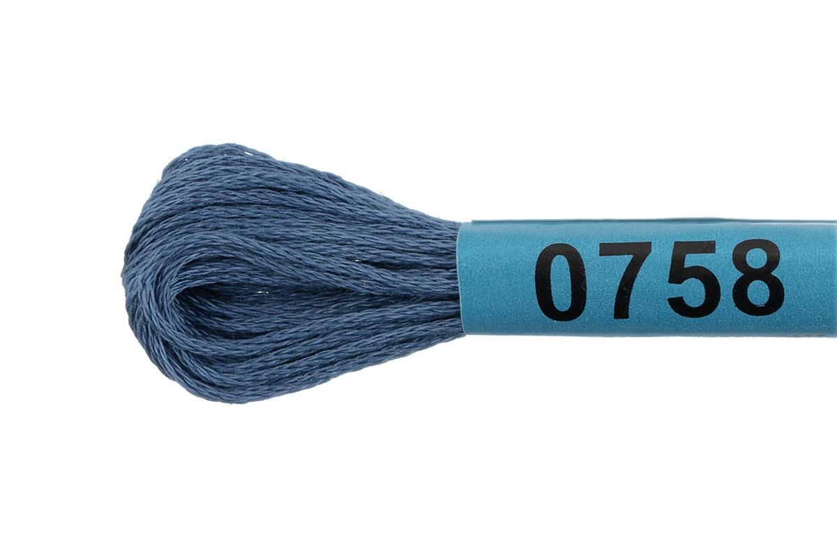 Нитки для вышивания " Gamma" мулине ( 0207- 0819 ) 100% хлопок 8 м №0758 серо- синий
