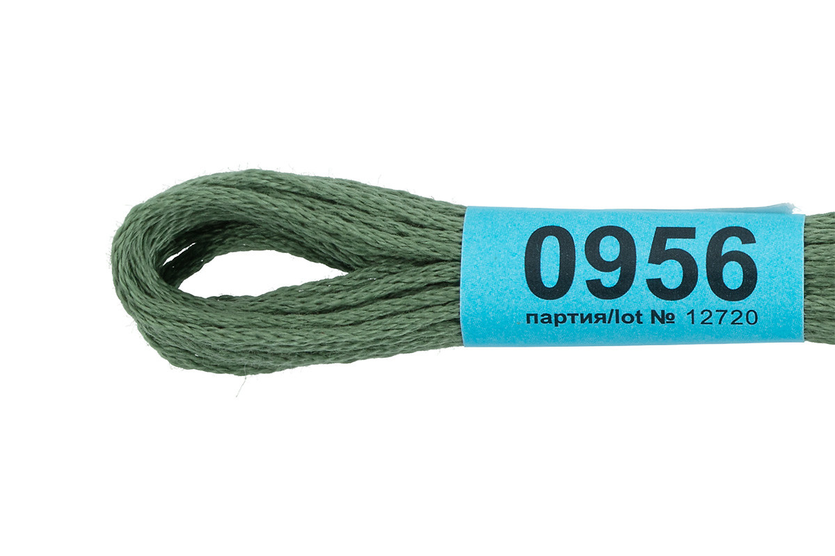 Нитки для вышивания " Gamma" мулине ( 0820- 3070 ) 100% хлопок 8 м №0956 сер- зеленый