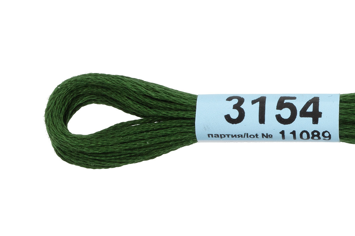 Нитки для вышивания " Gamma" мулине ( 3071- 3172 ) 100% хлопок 8 м №3154 зеленый- хаки