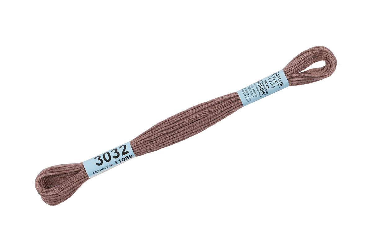 Нитки для вышивания " Gamma" мулине ( 0820- 3070 ) 100% хлопок 8 м №3032 св. шоколадный