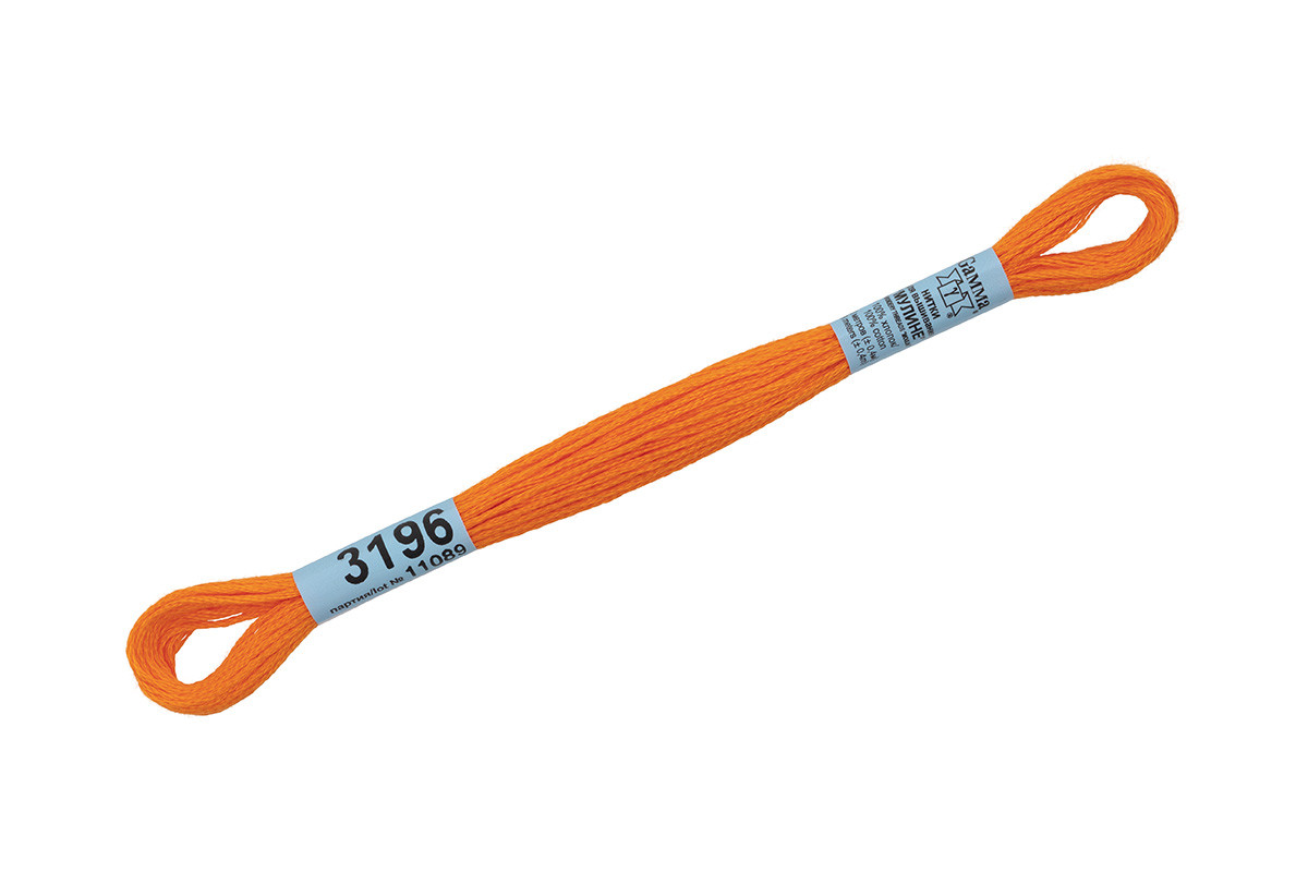 Нитки для вышивания " Gamma" мулине ( 3173- 6115 ) 100% хлопок 8 м №3196 яр. оранжевый
